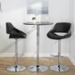 LumiSource Fabrico Swivel Adjustable Bar Stool with Black Faux Leather Upholstery and Rounded T Footrest in Chrome (Set of 2), , large