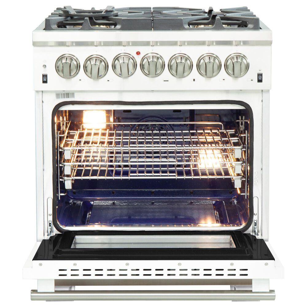 Forno Capriasca 30" Freestanding Dual Fuel Range in White and Stainless Steel, , large