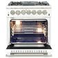 Forno Capriasca 30" Freestanding Dual Fuel Range in White and Stainless Steel, , large