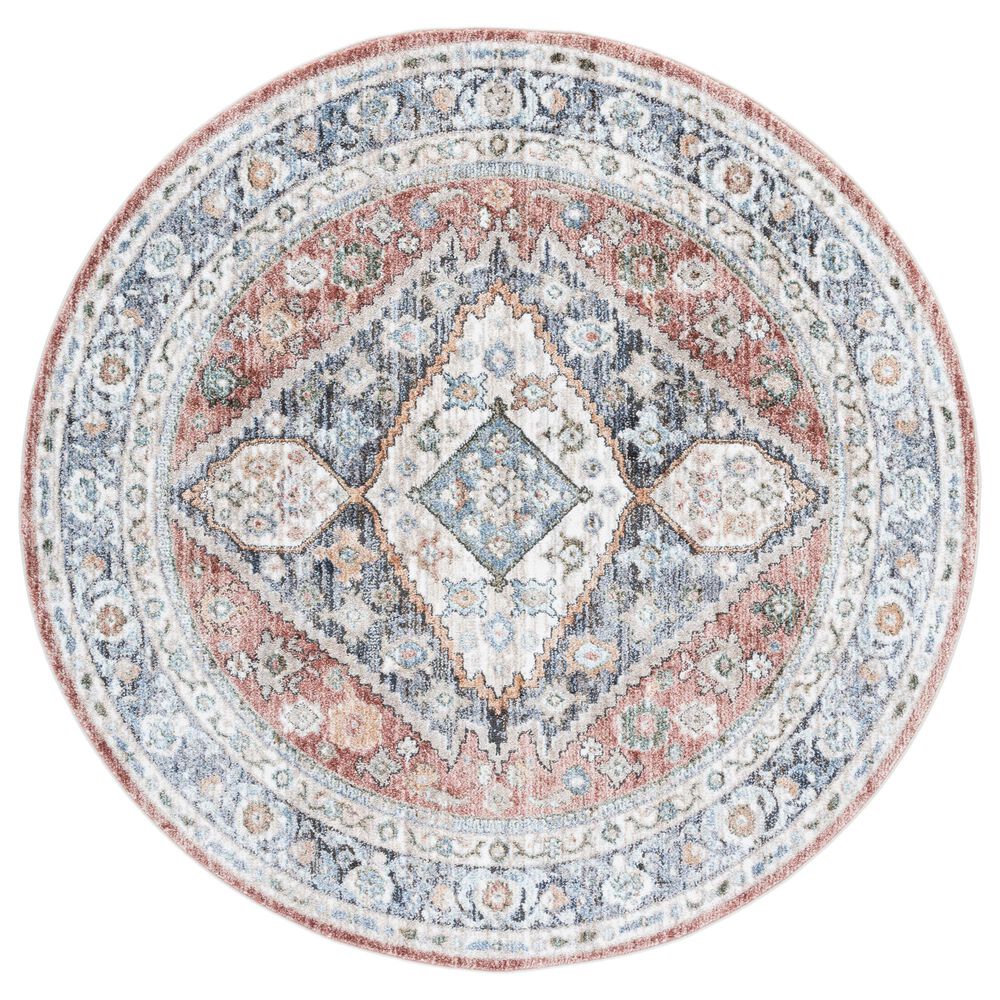 Safavieh Jasmine 5"3" Round Rust and Navy Area Rug, , large