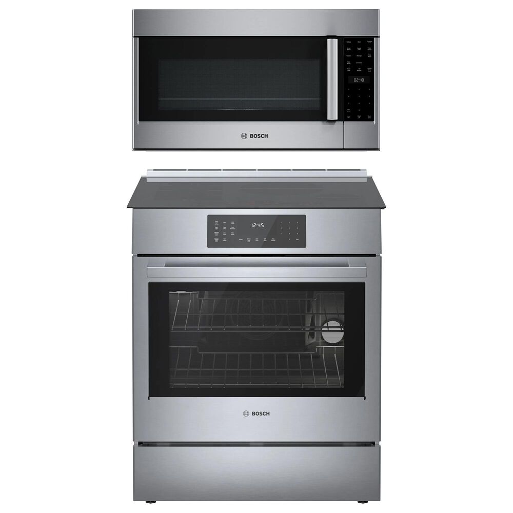 Bosch Benchmark 2-Piece Kitchen Package with 4.6 Cu. Ft. Induction Slide-in Range and 1.9 Cu. Ft. Over-The-Range Microwave in Stainless Steel, , large