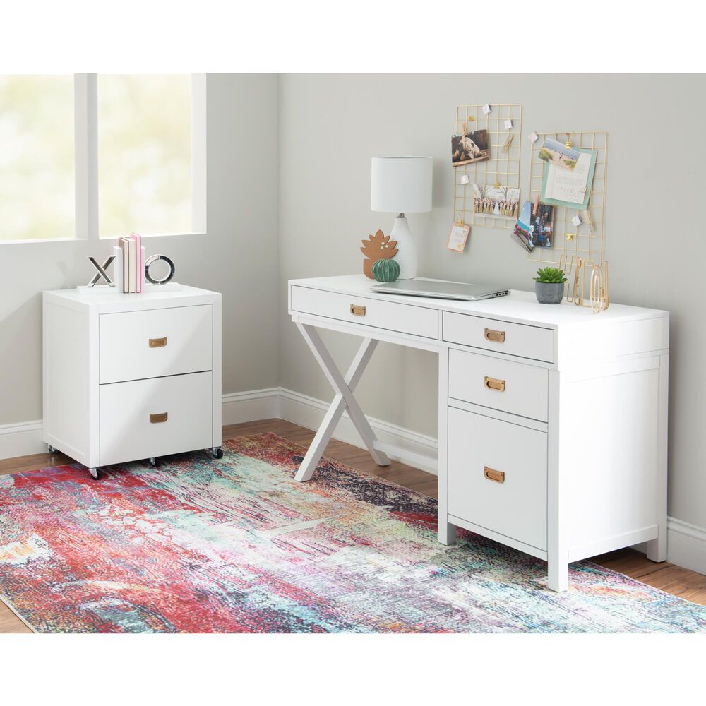 Linon Home Decor Peggy Side Storage Desk in White, , large