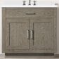 Lexora Home Abbey 36" Single Bathroom Vanity in Grey Oak with 2 cm White Quartz Top and Rectangular Sink, , large