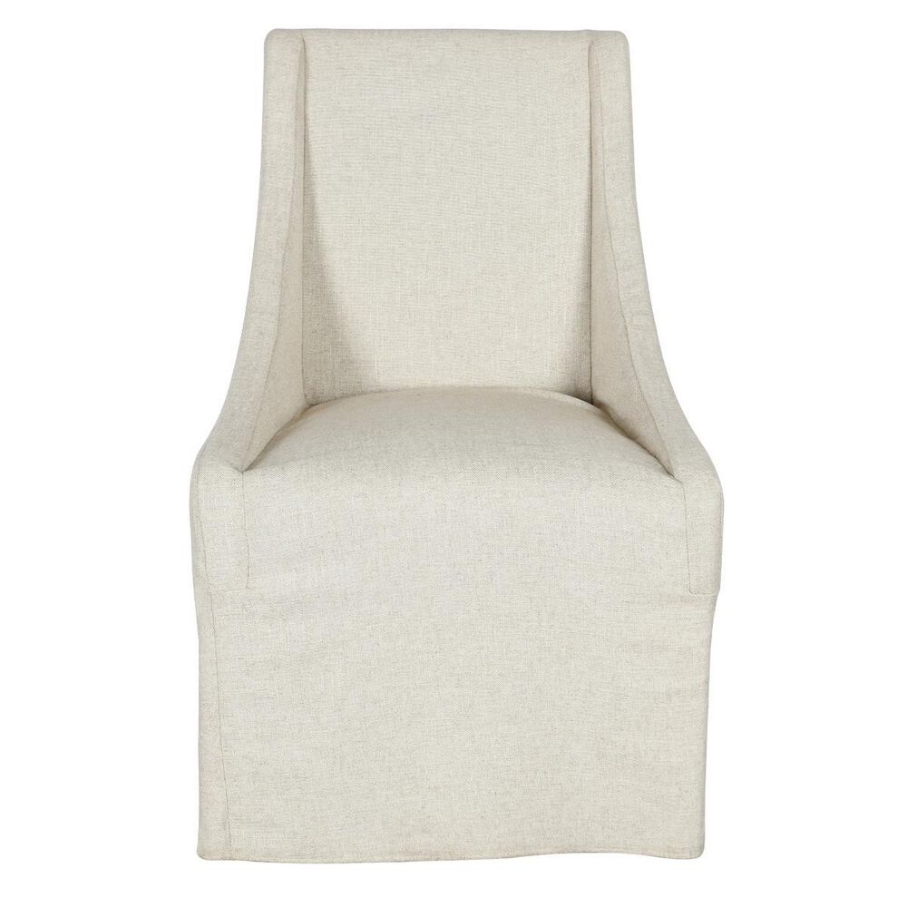 Classic Home Warwick Upholstered Rolling Dining Chair in Oatmeal, , large