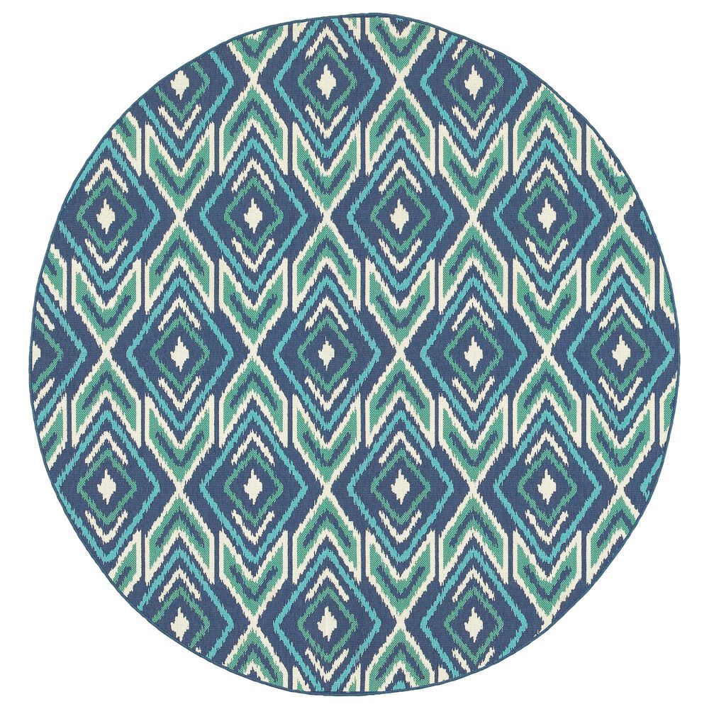 Oriental Weavers Meridian 2209B 7"10" Round Navy Area Rug, , large