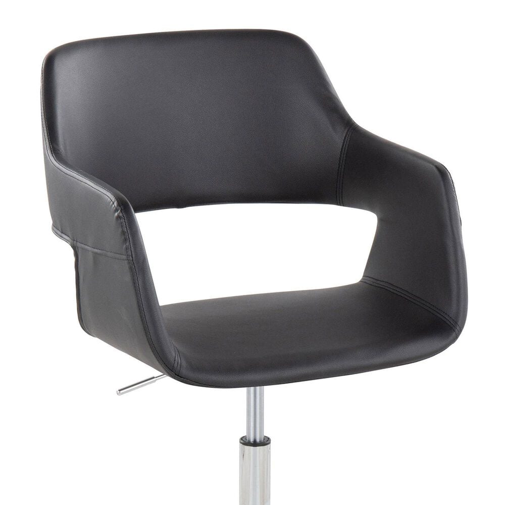 LumiSource Margarite Swivel Task Chair with Black Faux Leather Cushion in Chrome, , large