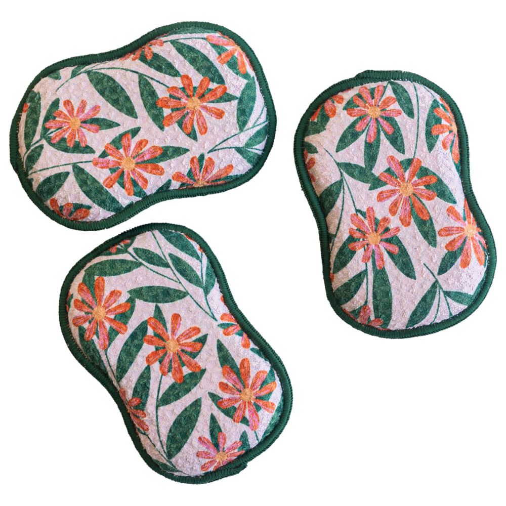 Once Again Home Pink Glow Reusable Sponge in Pink Marshmallow and Green (Set of 3), , large