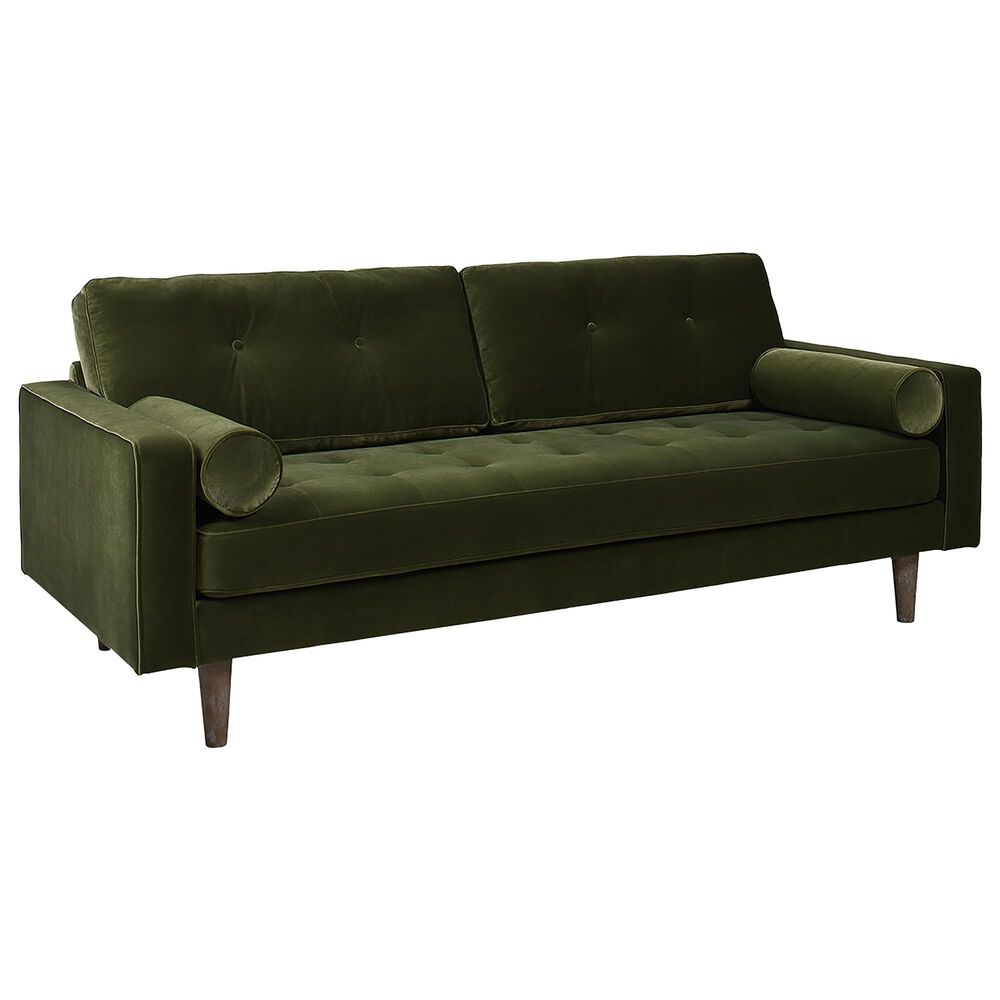 Jennifer Taylor Home Nicholas Stationary Sofa in Olive Green Velvet, , large