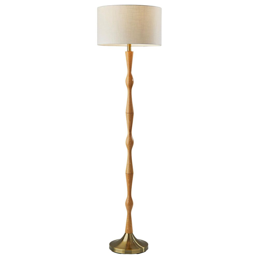 Adesso Eve Floor Lamp in Natural and Antique Brass, , large