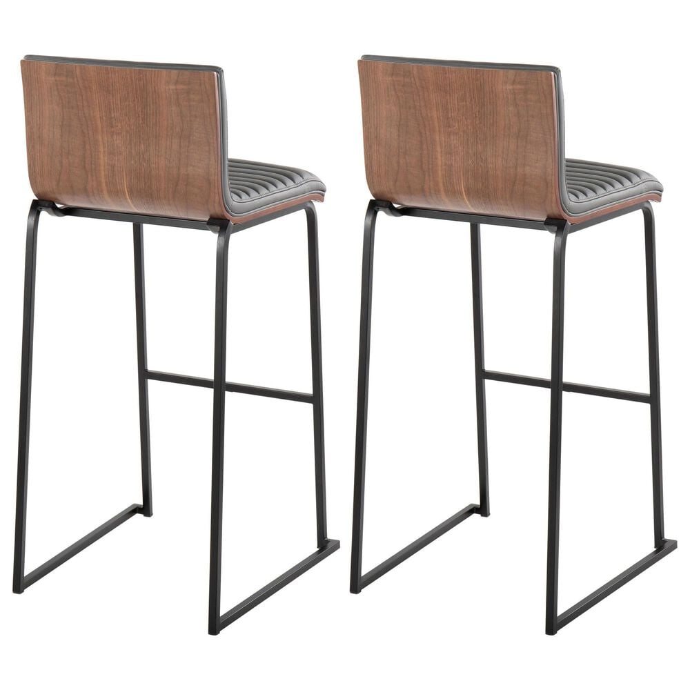 Lumisource Mason Mara Barstool with Grey Cushion in Black and Walnut &#40;Set of 2&#41;, , large