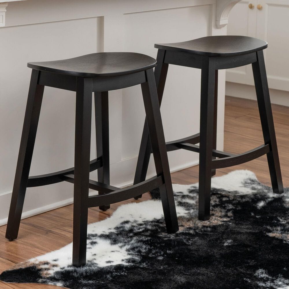 Linon Home Decor Culver Counter Stool in Black (Set of 2), , large