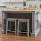 Linon Home Decor Posie Kitchen Island with 2 Stools in Grey, Natural and Black, , large