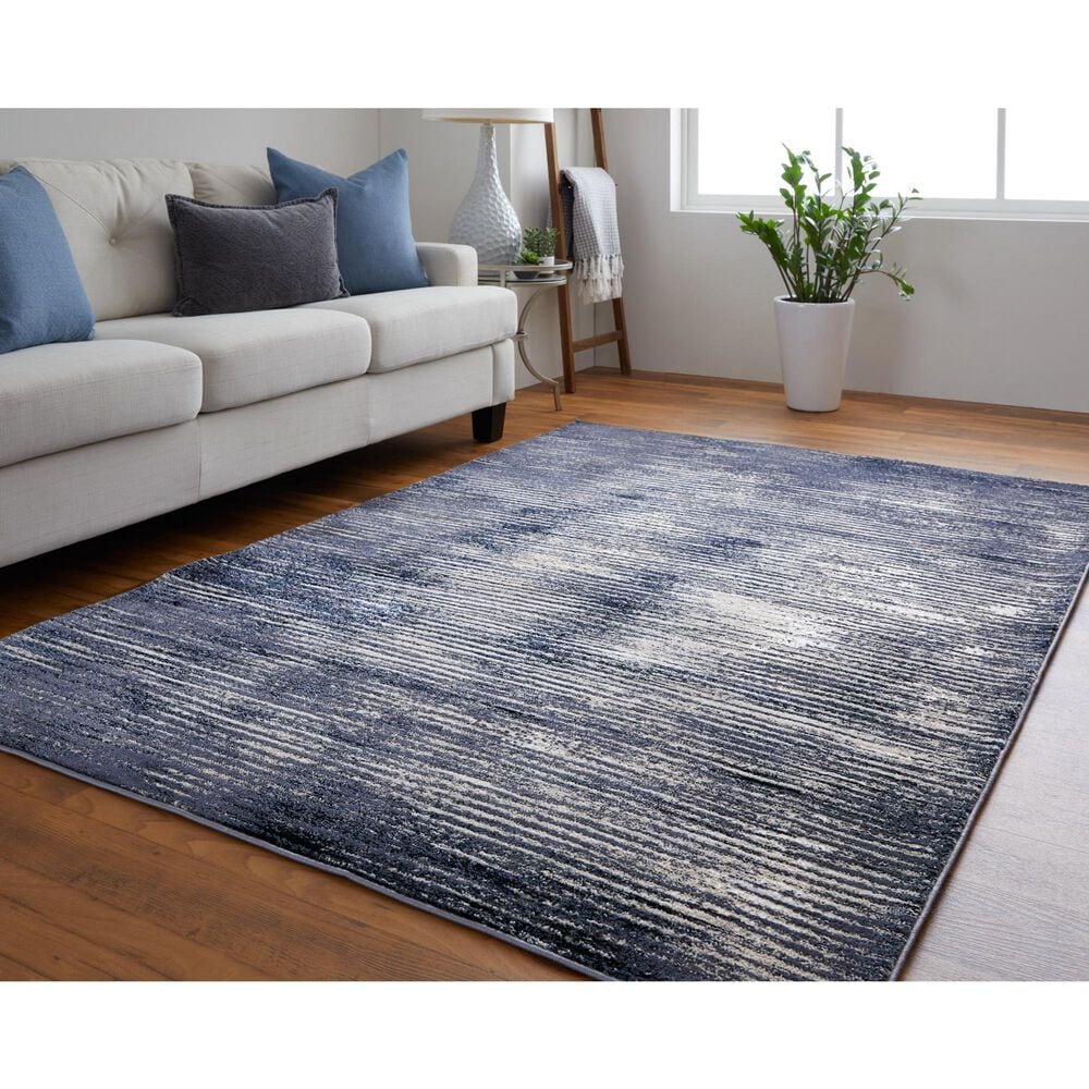 Feizy Indio 5&#39; x 8&#39; Navy and Blue Area Rug, , large