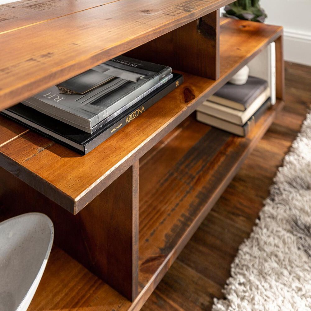 Walker Edison 60&quot; Rustic Solid Wood TV Console in Amber, , large