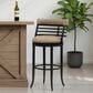 Armen Living Telia Bar Height Stool with Mushroom Brown Upholstery in Dark Brown, , large