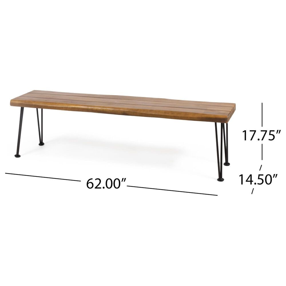 Hearth and Haven Zion Patio Bench in Teak and Black, , large