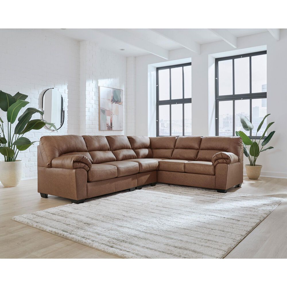 Ashley WillowBend 3-Piece Sectional with RAF Sofa in Caramel, , large