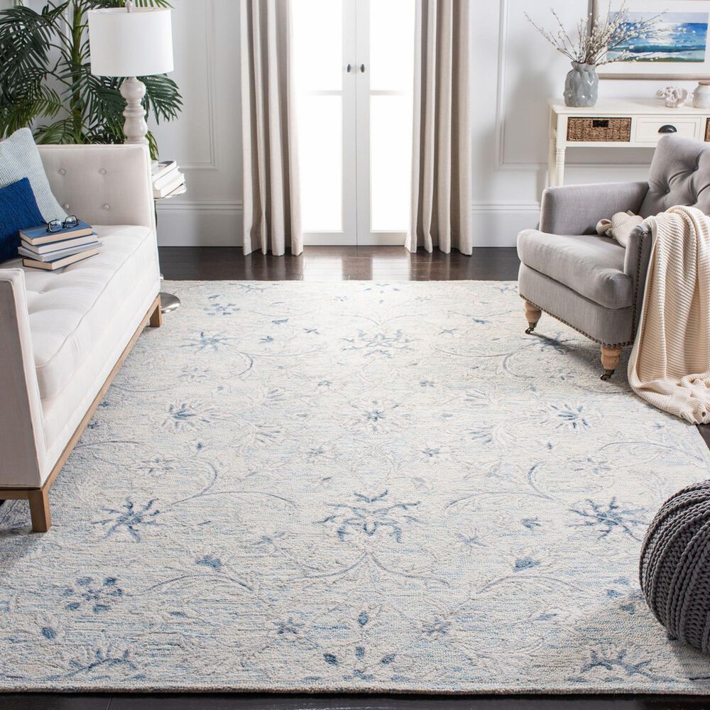 Safavieh Micro-Loop MLP506M 11&#39; x 15&#39; Light Blue and Ivory Area Rug, , large
