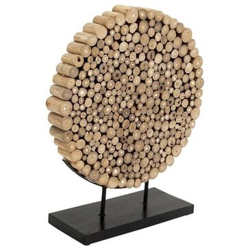 Maple and Jade Abstract Decorative Sculpture with Stand in Oiled Brown and Black, , large