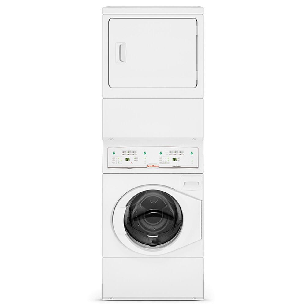 Speed Queen 3.4 Cu. Ft. Front Load Washer and 7.0 Cu. Ft. Electric Dryer Stacked Laundry in White, , large
