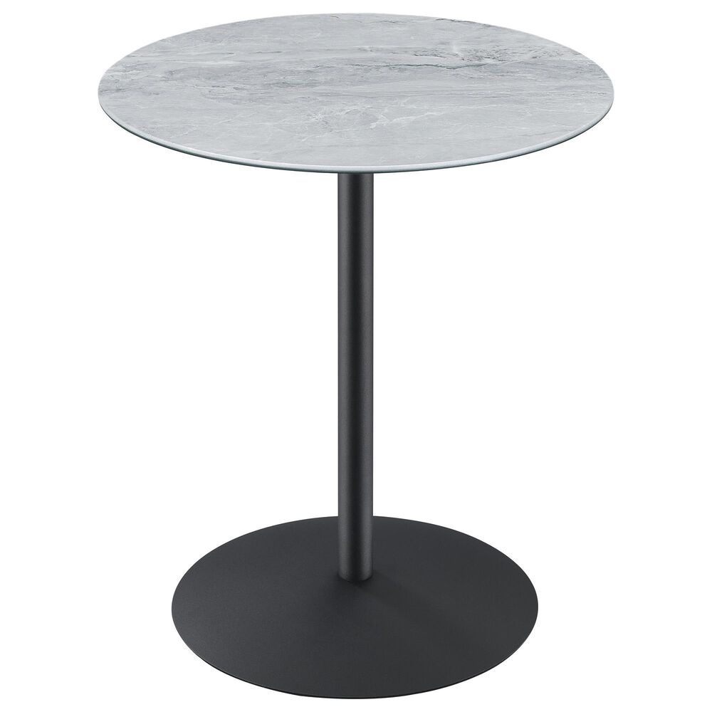 HOMLUX 17.5" End Table with Marble Textured Top in Gray and Black, , large