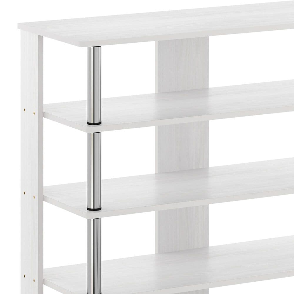 HOMLUX 5-Tier Shoe Rack in White Oak and Stainless Steel, , large