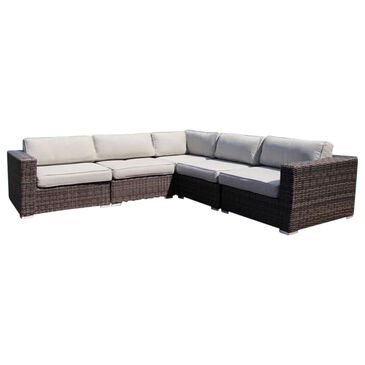 Living Source International 5-Piece Patio Sectional Set in Brown, , large