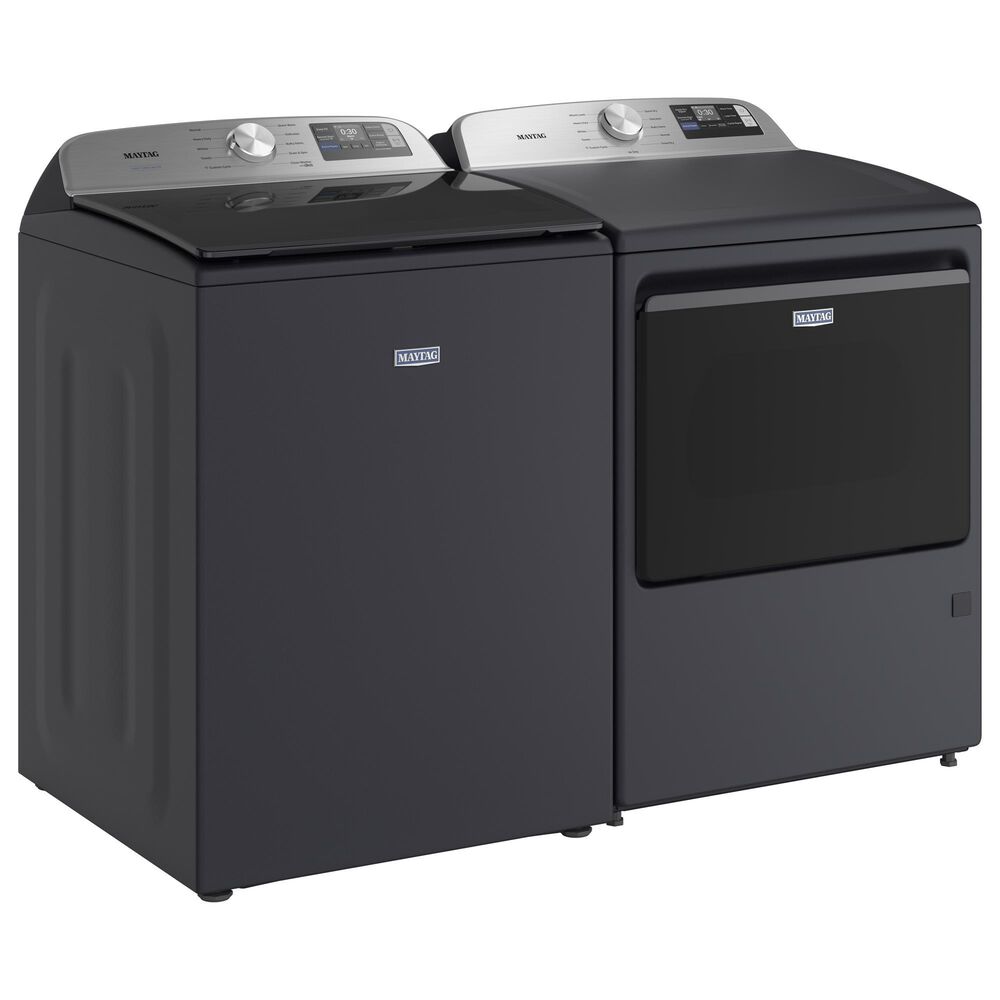 Maytag 5.2 Cu. Ft. Smart Top Load Washer and 7.4 Cu. Ft. Smart Electric Top Load Dryer Laundry Pair in Midnight Steel, , large