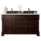 James Martin Vanities Brookfield 60" Double Bathroom Vanity in Burnished Mahogany with 3 cm Ethereal Noctis Quartz Top and Rectangle Sinks, , large