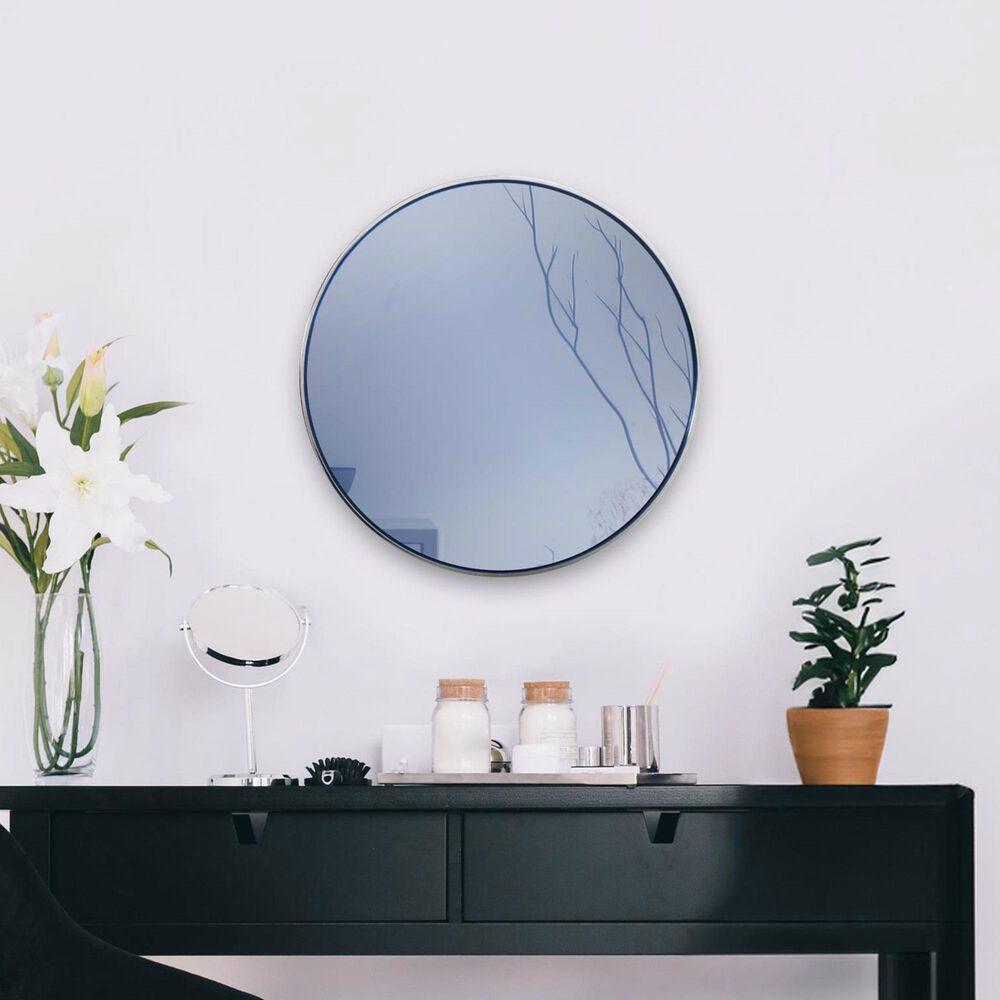 Howard Elliott Broidy Round Mirror in Sapphire Blue and Gold, , large
