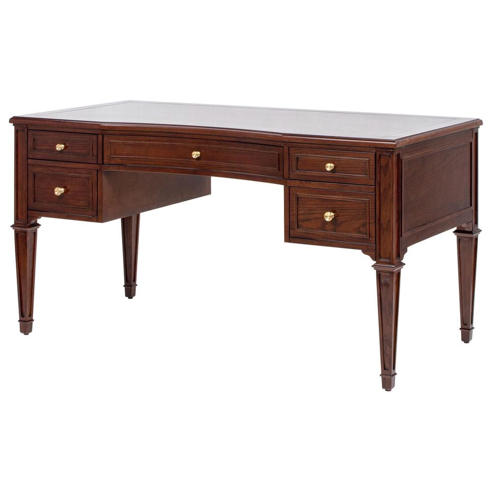 Jennifer Taylor Home Dauphin 5-Drawer Executive Desk in Walnut Brown, , large