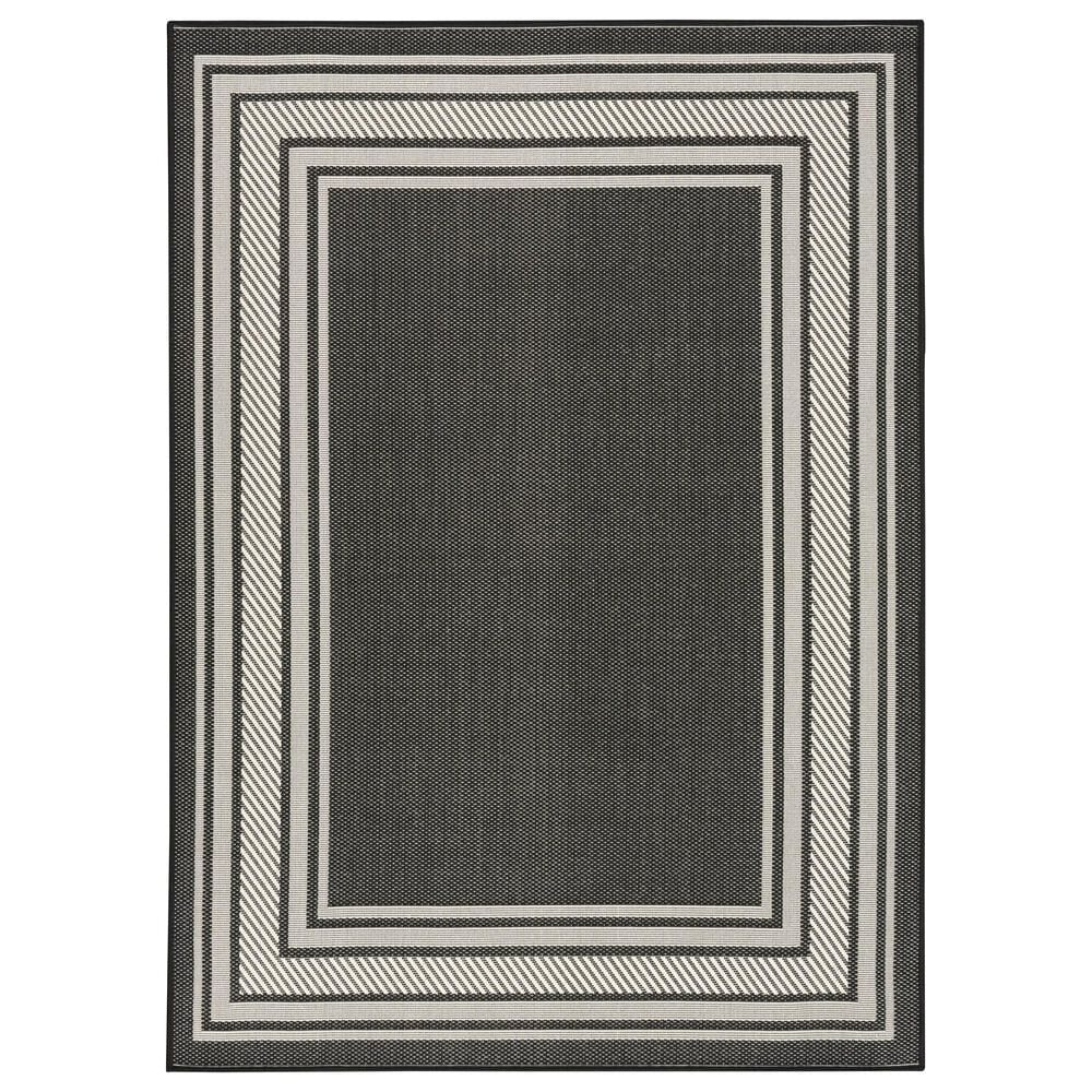 Nourison Horizon HOZ03 Black 5" x 7" Indoor/Outdoor Area Rug, , large