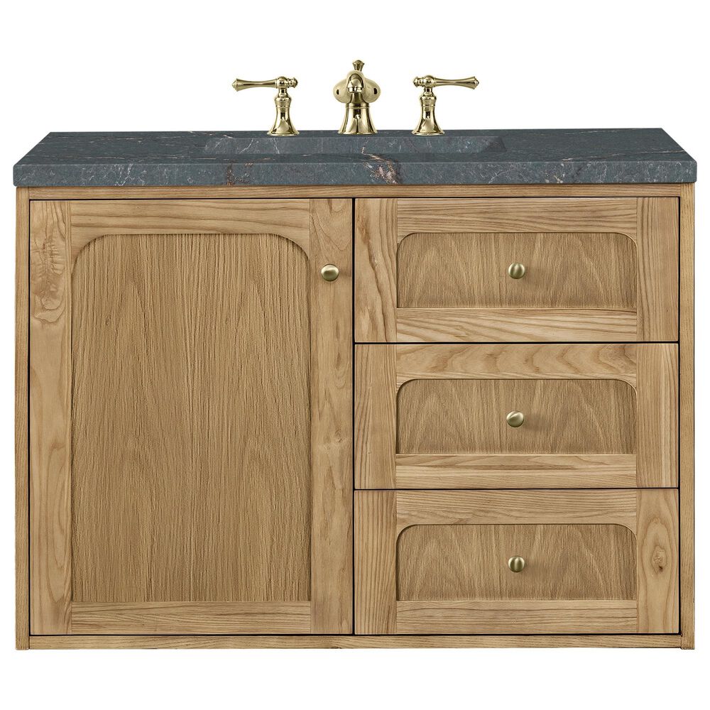 James Martin Vanities Laurent 36" Single Bathroom Vanity in Light Natural Oak with 3 cm Parisien Bleu Quartz Top and Rectangular Sink, , large