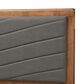 Baxton Studio Iden Queen Panel Headboard with Dark Grey Fabric in Walnut Brown, , large