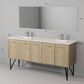 Lexora Home Lancy 72" Double Bathroom Vanity in Rustic Acacia with 2 cm White Quartz Top and Rectangular Sinks, , large