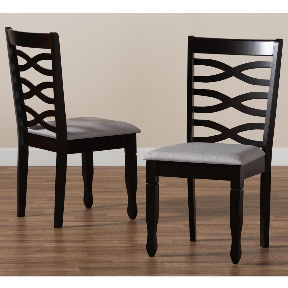 Baxton Studio Lanier Dining Chair in Grey/Dark Brown (Set of 2), , large