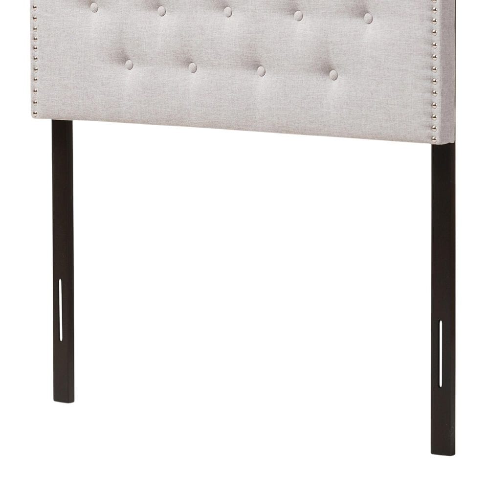 Baxton Studio Lucy Twin Upholstered Panel Headboard in Greyish Beige, , large