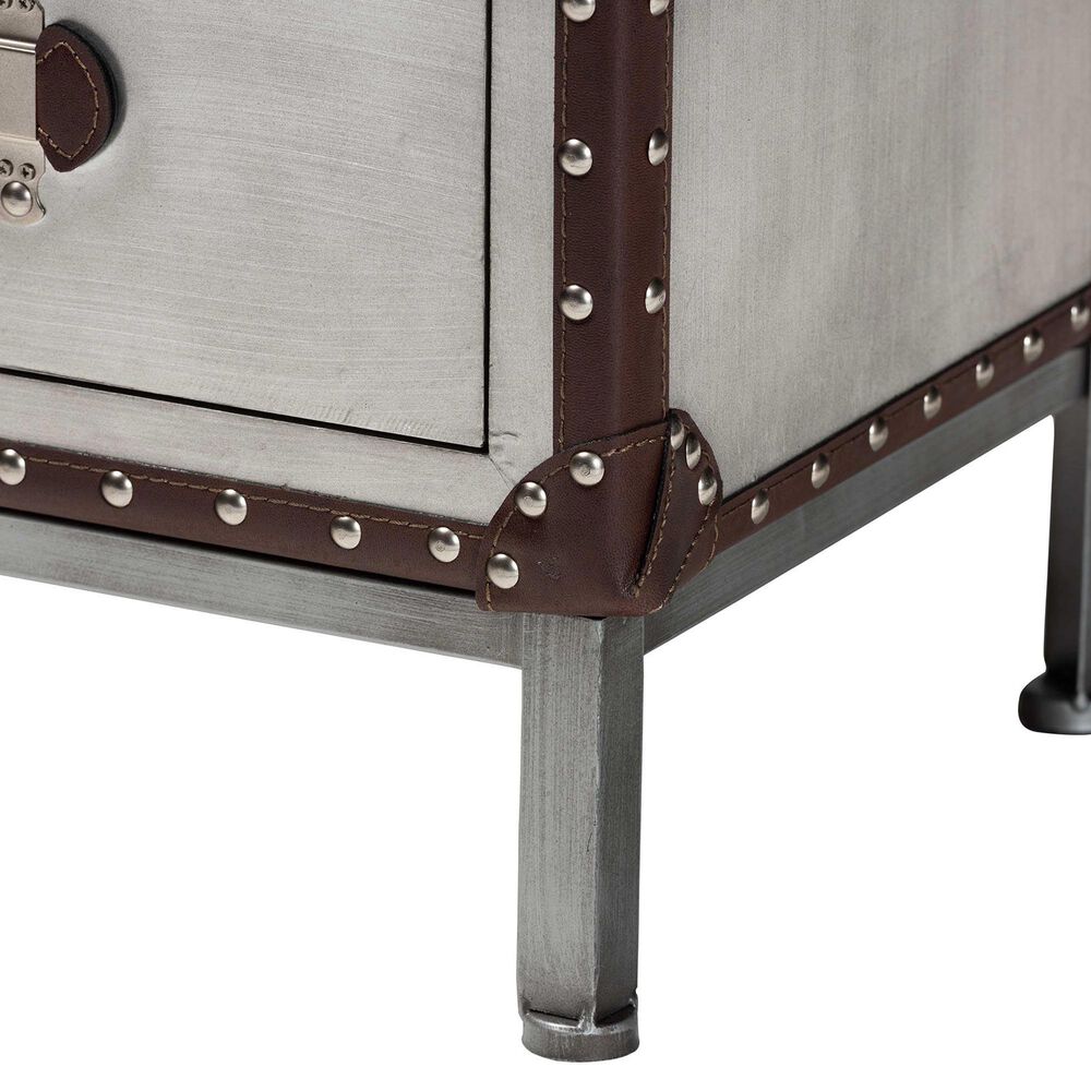 Baxton Studio Jacey 2-Drawer End Table in Silver, , large