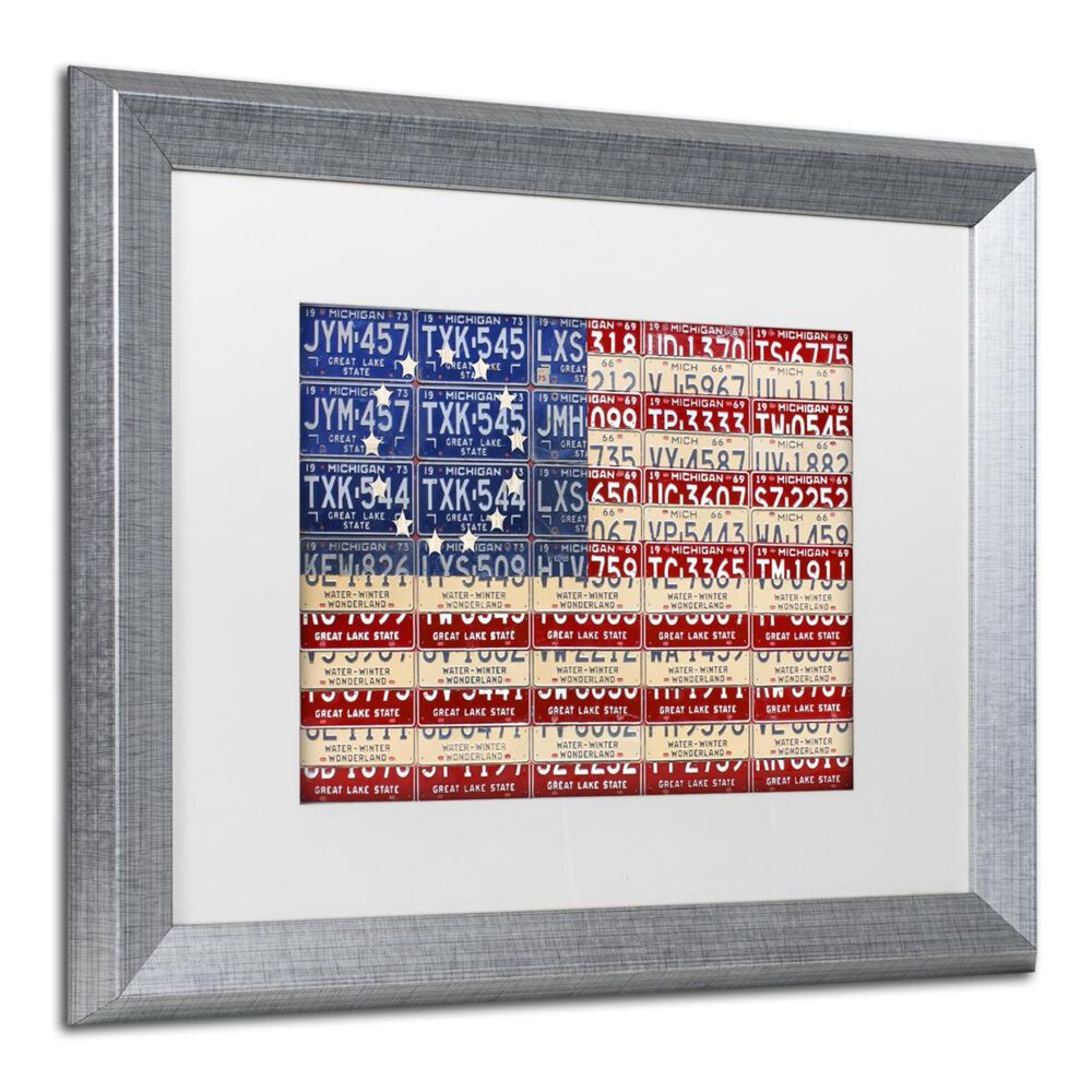 Timberlake 11&quot; x 14&quot; Betsy Ross Flag Art in White Matting and Silver Frame, , large