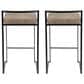 LumiSource Fuji 26" Stacker Counter Stool with Brown Cowboy Upholstery in Black (Set of 2), , large