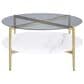 Coaster Jonelle Coffee Table in White, Gold and Smoke Gray, , large