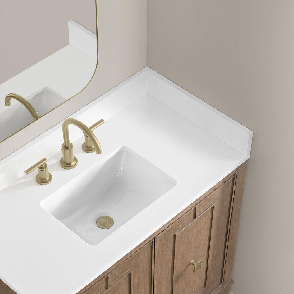 37B Kinsale 36" Single Bathroom Vanity Cabinet in Walnut Drift with White Composite Stone Top and Backsplash, , large