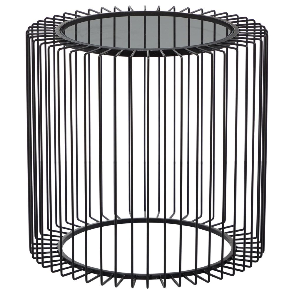 Maple and Jade Open Wire Frame End Table in Matte Black, , large