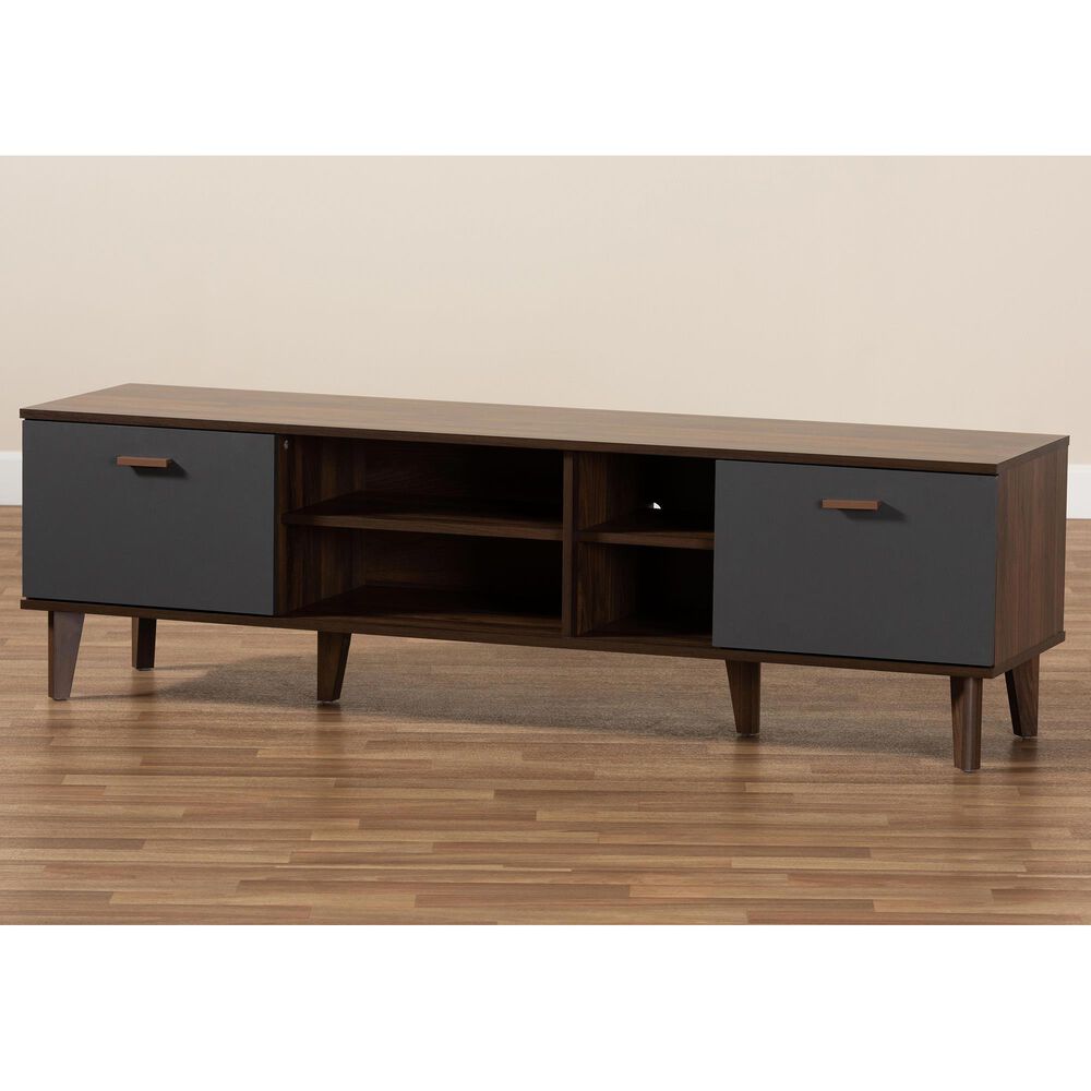 Baxton Studio Moina TV Stand in Walnut/Grey, , large