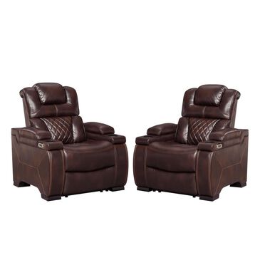 Signature Design by Ashley Warnerton Power Recliner Pair in Chocolate, , large