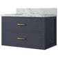 Lexora Home Castor 30" Single Bathroom Vanity in Blue with 2 cm White Carrara Marble Top and Rectangular Sink, , large