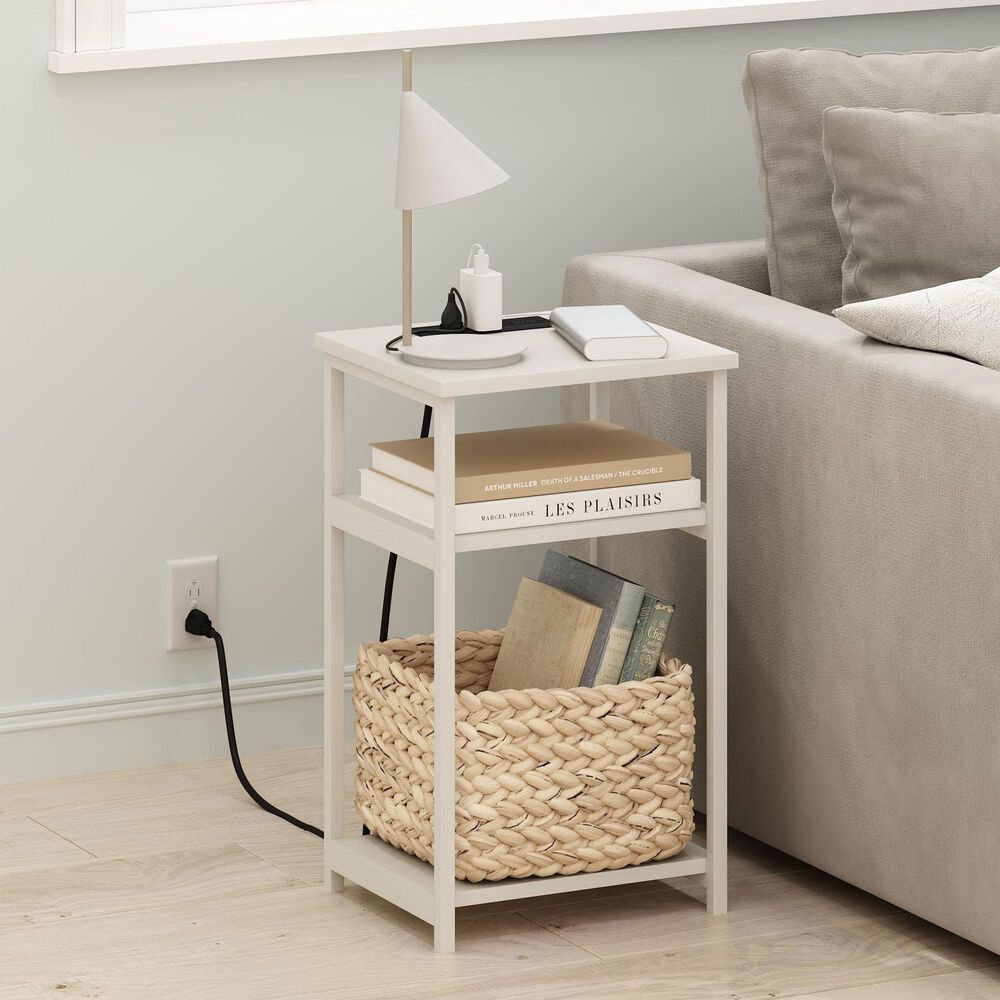 HOMLUX 22.7" 3-Tier End Table in White, , large