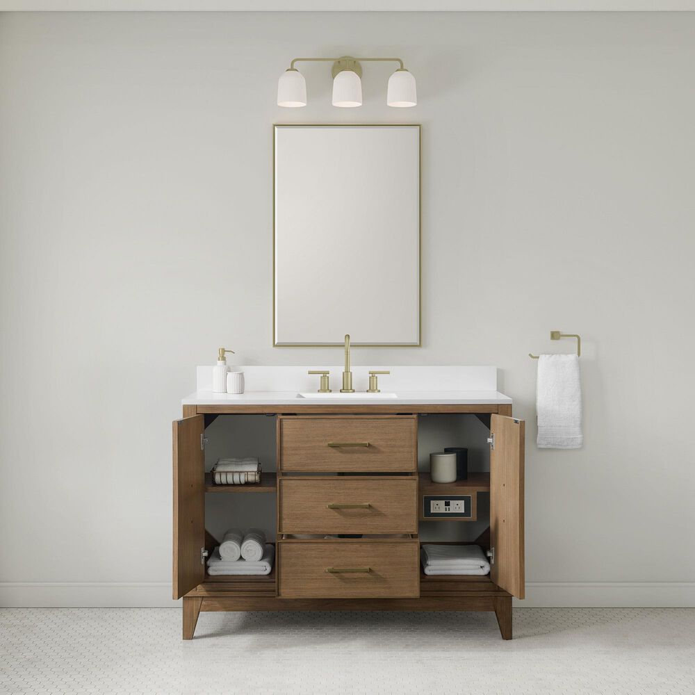 37B Fenwick 48" Single Bathroom Vanity in Kona with Glossy White Composite Stone Top and Backsplash, , large