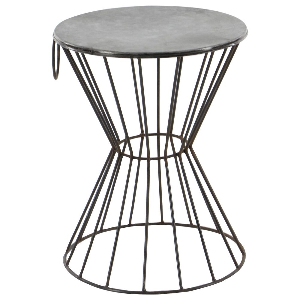 Uma Enterprises Drum Accent Table in Black and Gray, , large