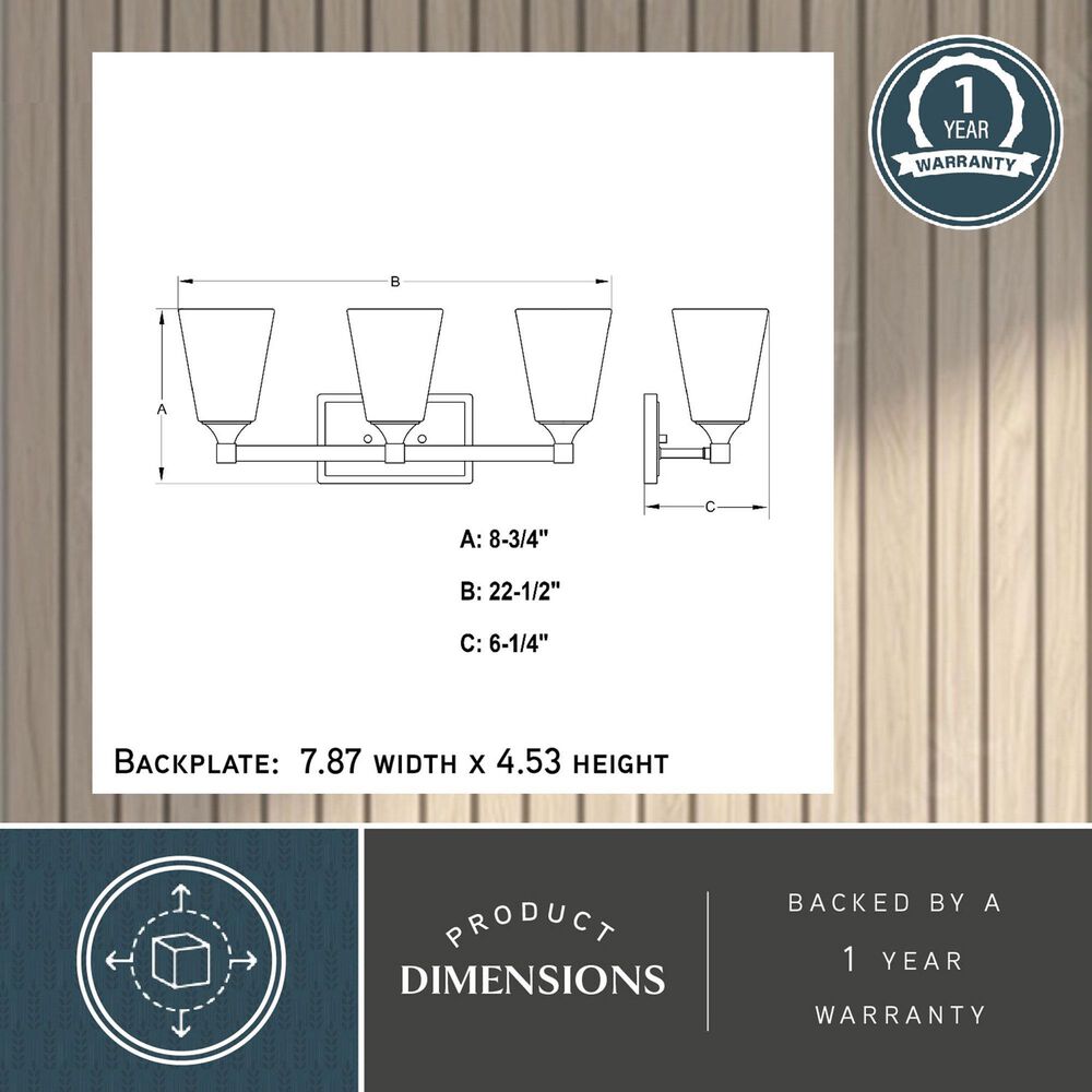 Vaxcel Wallingford 3-Light Bathroom Vanity in Modern Gold, , large